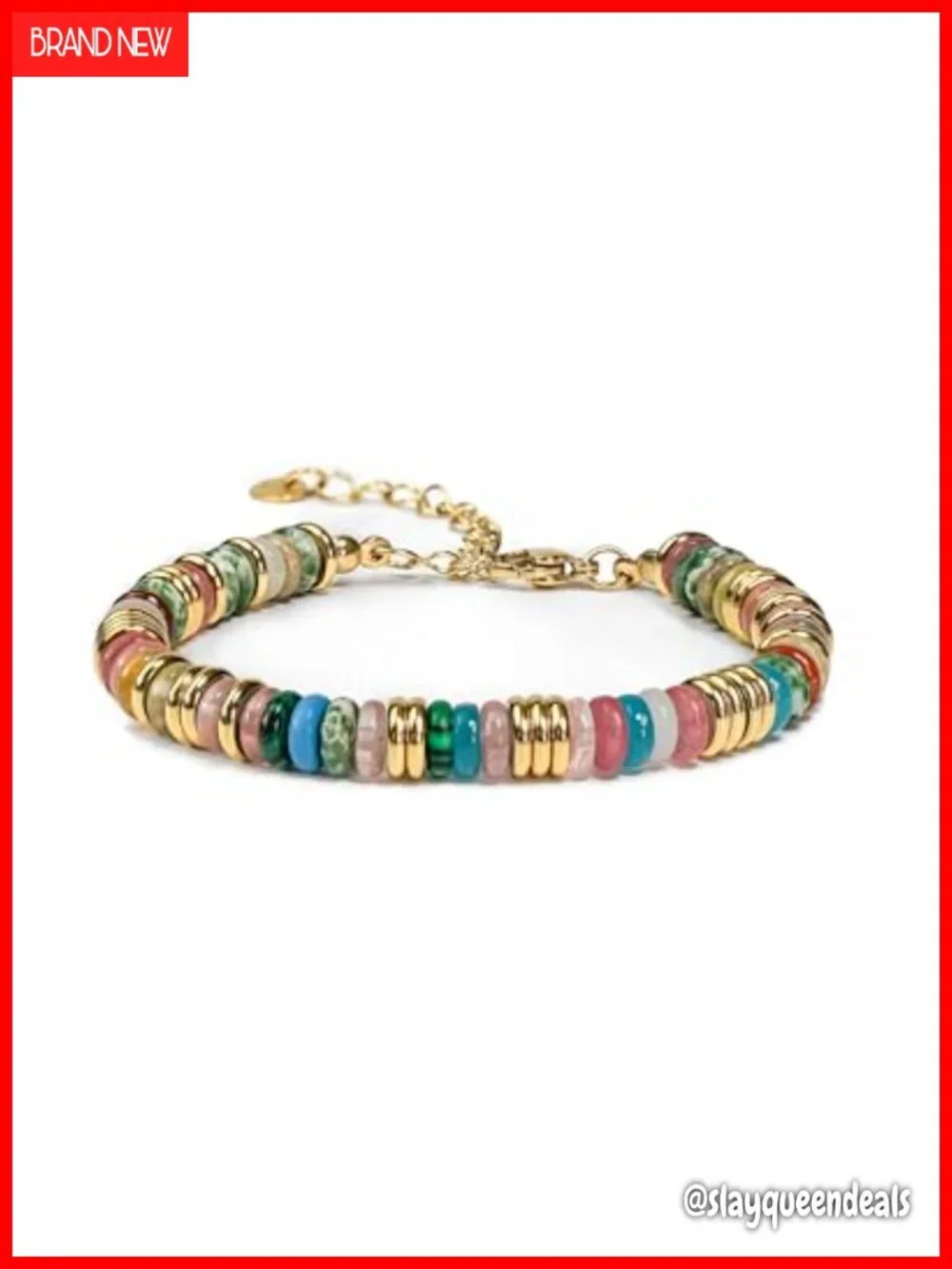 18K Gold Plated Stack Bangle Beaded Stone Jewelry Set